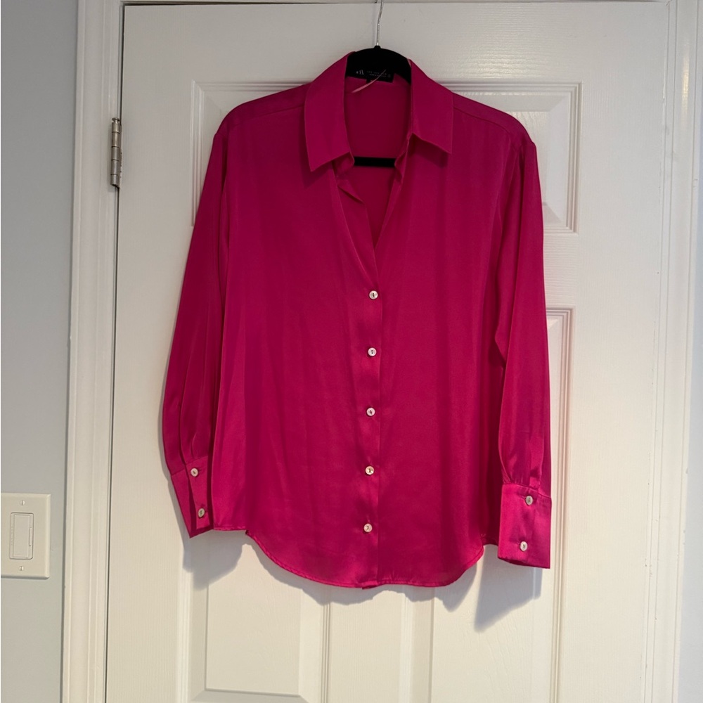 Zara Pink Women's Satin Top Size Small